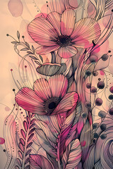 Wall Mural - abstract background flowers Ai generative 