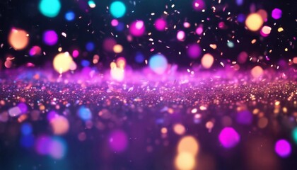 Poster - 'confetti tiny neon explosion sparkles confetti. background background. swirl Magical Abstract bokeh dark AI particles light effect magic fire flare circle gold glow spark shine e'