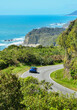 New Zealand Haast Highway: A scenic road winds along the western shore of New Zealand's South Island.