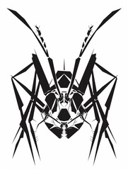 Wall Mural - A Black and White Geometric Pattern of an Ant Head on a White Background