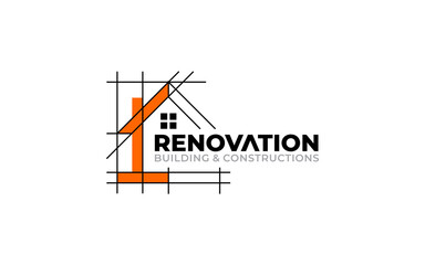 Illustration vector graphic of building renovation, construction, and home repair concept logo design template.