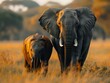 Enchanting Scene: Elephants in the African Savanna