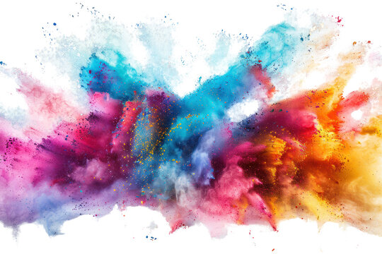 A mesmerizing explosion of neon pigments, illuminating the darkness with an electrifying burst of color. ,Isolated on white background