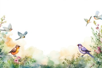 Painting birds border outdoors animal nature.