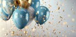 © wanna - 3d blue and gold balloons with confetti on light background