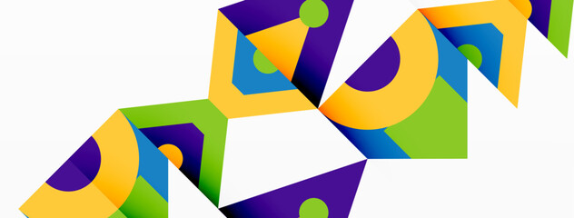 Aufkleber - A vibrant geometric pattern featuring rectangles, triangles, and bold colors like electric blue and magenta, creating a stunning visual arts painting with a modern graphic design style