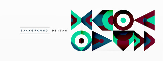 Aufkleber - A vibrant geometric design featuring arrows, circles, and triangles in electric blue and magenta colors. This artful pattern is perfect for a logo or graphic design project