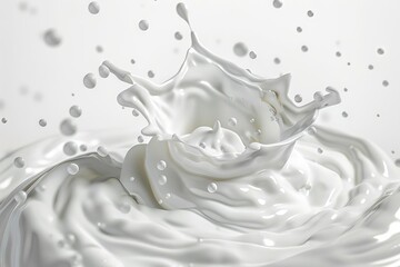 splashing white milk or yogurt creamy liquid with clipping path 3d food illustration 7