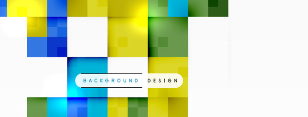 Aufkleber - A vibrant electric blue background with rectangles and squares in magenta, creating a symmetrical pattern. The design exudes a modern and technological feel, perfect for a brand looking to stand out