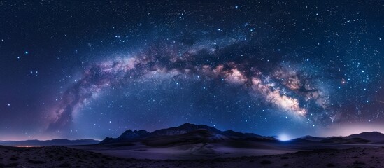 Wall Mural - dark blue evening sky filled with twinkling stars and a faint milky way spanning across, creating a 