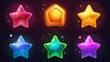 Set of colorful star isolation on dark background, game icons set, Illustration