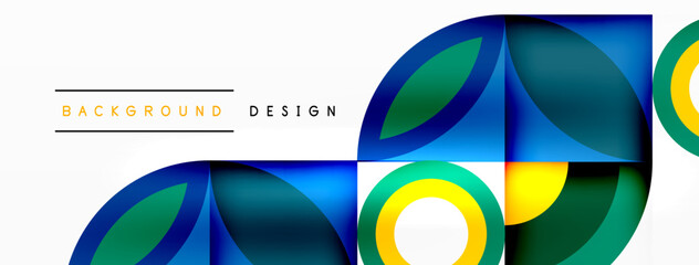Aufkleber - Vibrant electric blue circles and squares create a colorful pattern on a white background, showcasing a modern art and technologyinspired design. Graphic logo with circles and rectangles