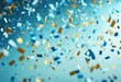 © sandra - 'celebration 3D blue Light confetti fluttering party decoration celebrate birthday anniversary surprise design christmas flying holiday winner success ribbon tape announcement'