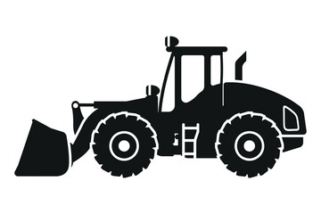 Wall Mural - Cartoon front loader silhouettes. Heavy machinery for construction and mining