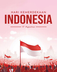 Happy Independence Day of Indonesia Illustration. Suitable for Template Poster Banner Design.