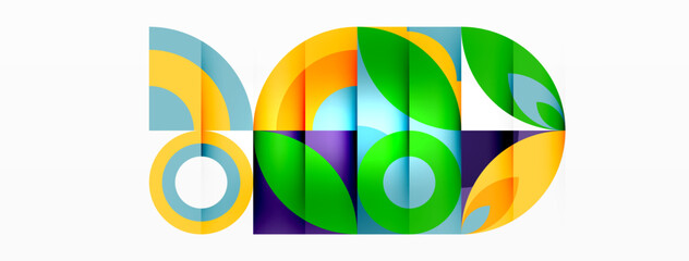Poster - A vibrant geometric design featuring circles and squares in electric blue on a white background. Perfect for a modern logo or brand symbol. Inspired by automotive wheel systems and graphic art