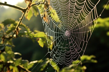 A spider weaving an intricate web.