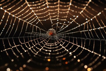 A spider weaving an intricate web.