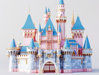 Wall Mural - Pink cartoon castle