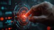 © Nawarit - Close-up of a finger pressing a glowing digital key that unlocks a holographic shield, encapsulating modern cybersecurity solutions