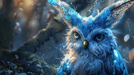 Wall Mural - Owl in the forest. Fairy tale. Illustration.