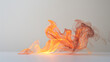 Translucent orange fabric caught in motion, creating a flame-like effect against a neutral backdrop.