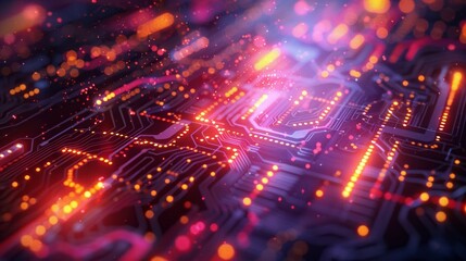 Poster - Exquisite engineering artistry featuring complex circuit patterns and illuminated accents.