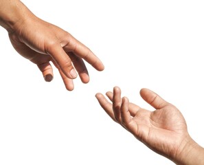 two human hands are making a gesture of reaching out to touch each other's hands. or holding hands t