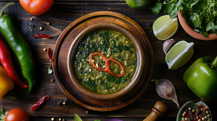 Wall Mural - Delicious Homemade Enchiladas Served with Fresh Vegetables on Colorful Tablecloth