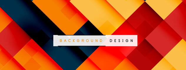 Aufkleber - A vibrant background design featuring colorful geometric shapes like rectangles and triangles in shades of orange, magenta, and more, creating a symmetrical and artistic display