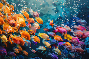 Colorful and vibrant aquarium life