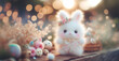 Baby cute fluffy doll flower and bokeh background, content space