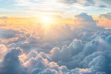 Canvas Print - Tranquil Daybreak: High View of Nature with Soft Sky, Above Clouds