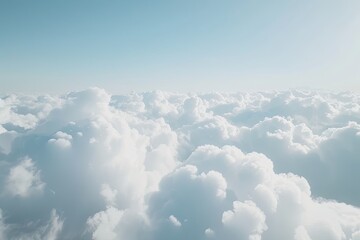 Wall Mural - High Aerial Splendor: Sunny Weather, Serene Cloudscape, White Clouds in Soft Sky