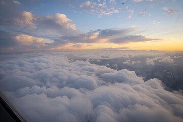 Wall Mural - Morning Air Bliss: Heavenly Cloud View at Sunrise - High White Clouds, Soft Sky, and Sunny Day Vibes
