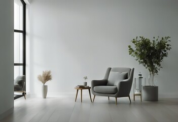 Wall Mural - room gray background empty wall armchair interior living color Modern white