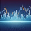 data concept with digital financial chart graphs, perspective view of stock market growth,diagrams, indicators on dark blue blurry background, business investing, background, Ai Generate