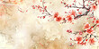 Japanese  watercolor spring floral background. Asian abstract banner.