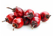 Sweet red Guarana with leaves on white background. Exotic fruit concept.