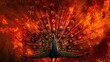 Majestic Peacock in a Fiery Dance: Radiance Unleashed.