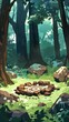 Magical Forest Clearing with Ritual Chocolate Stone Circle