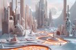Snowy Confectionery Metropolis with Flowing Marshmallow Rivers