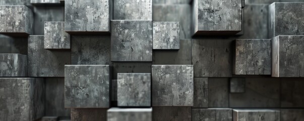 Wall Mural - A stack of squares and rectangles in varying shades of gray, forming a minimalist representation of a data center.  