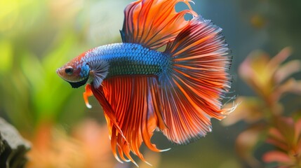 Poster - A Betta fish flaring its fins in a display of dominance, showcasing the majestic presence and regal demeanor of these captivating creatures.