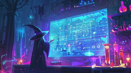 Electric magic workshop, perfect for creative wizardry and discovery themes.