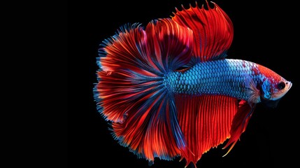 Poster - A close-up of a Betta fish displaying its vibrant colors and intricate fin patterns, captivating viewers with its natural beauty.