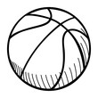 Doodle line art illustration of a basket ball