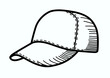 Doodle line art of baseball cap isolated on white, vector illustration 
