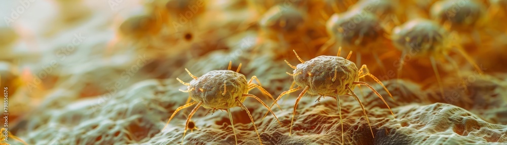 Thread Mites An infographic style image illustrating the scale of dust mites ...