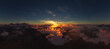 Dramatic Aerial Panorama of Clouds and Mountain Landscape. Nature Background.